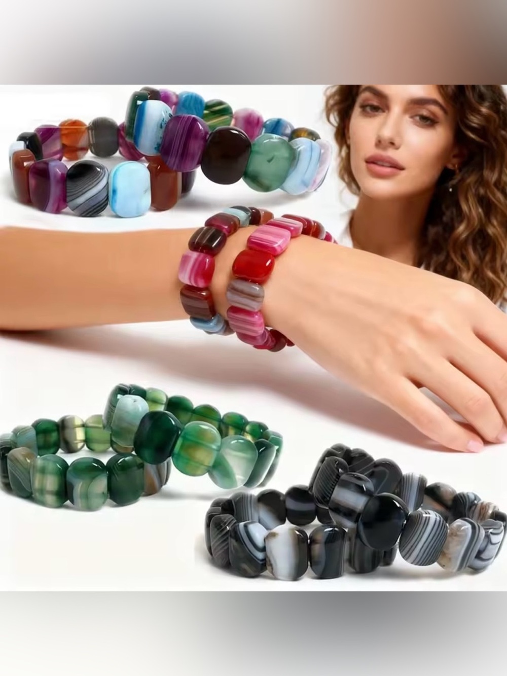 [Find Ur Lucky Bracelet]Natural Jade Agate Opal unakite crystal amethyst quartz
